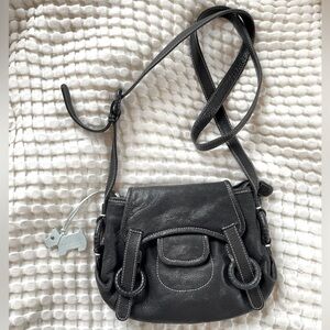 Vintage Radley Moto Black Leather Shoulder Bag Purse
